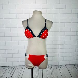 O'Rageous Red, Navy & White Polka Dot Bikini - Size Small (Top), Medium (Bottom)